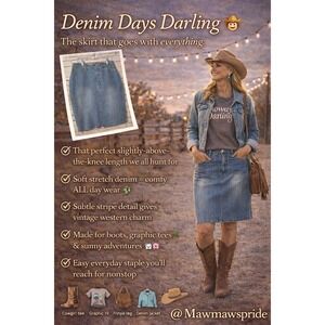 DENIM RETRO 80S INSPIRED Gloria Vanderbilt Denim Jean Skirt STRIPPED NWT Size 12